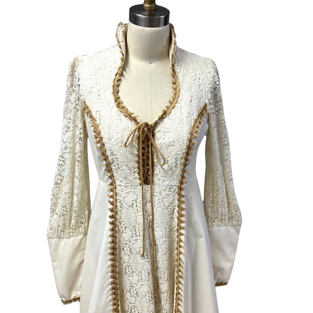 VTG 1970s Gunne Sax Prairie Wedding Dress Jessica McClintock Boho Cottagecore S - Picture 4 of 11